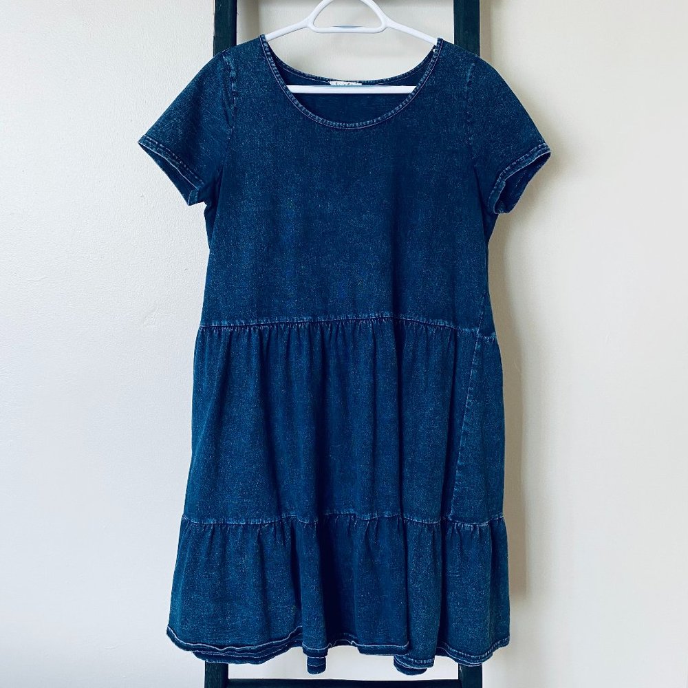 Jane and Delancey Short Sleeve Tiered Denim Dress